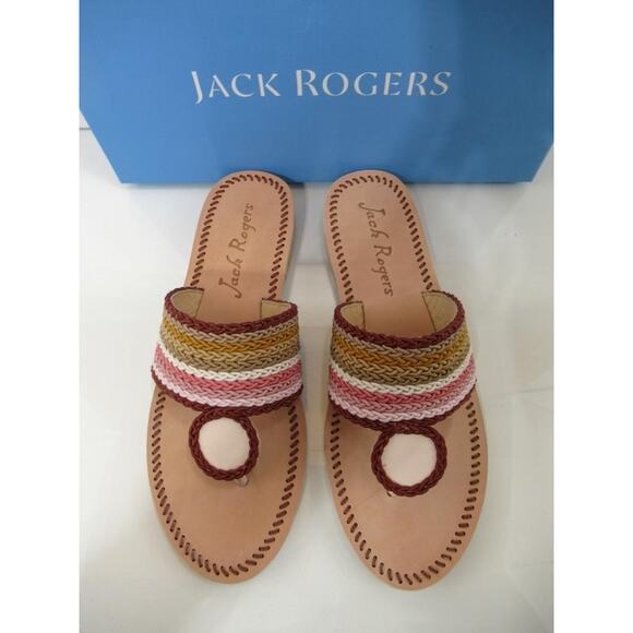 Jack Rogers Signature Jacks Rope Flat Thong Slide Sandals Multi Blush Size 8 - Picture 3 of 6